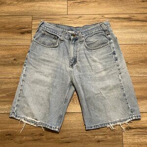 Carhartt Destroyed Denim Jean Shorts Size 32x10 Blue B354 LCW Dad Jorts Grunge